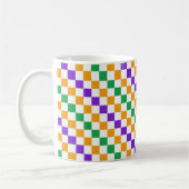 Mardi gras diagonales Schachbrettmuster Kaffeetasse (Links)