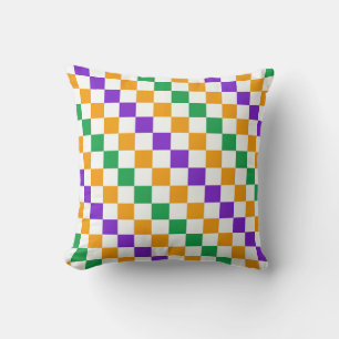 Mardi gras diagonales Schachbrettmuster Kissen