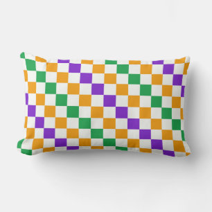 Mardi gras diagonales Schachbrettmuster Lendenkissen
