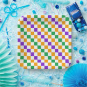 Mardi gras diagonales Schachbrettmuster Pappteller (Party)