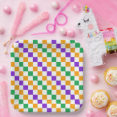 Mardi gras diagonales Schachbrettmuster Pappteller (Party)