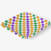 Mardi gras diagonales Schachbrettmuster Pappteller (Gewinkelt)