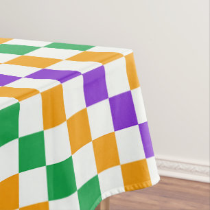 Mardi Gras diagonales Schachbrettmuster Tischdecke