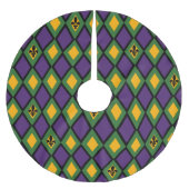 Mardi Gras Diamond-Muster mit Lilie Polyester Weihnachtsbaumdecke (Vorderseite)