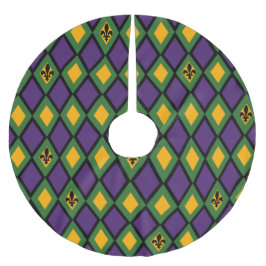 Mardi Gras Diamond-Muster mit Lilie Polyester Weihnachtsbaumdecke