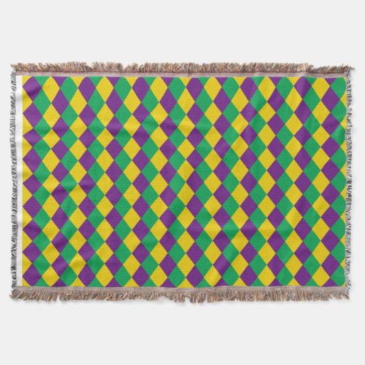 Mardi Gras Diamonds: Lebhaftes, festes Muster Decke (Vorderseite)