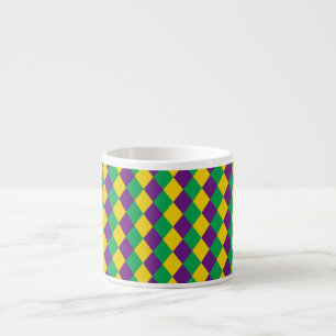 Mardi Gras Diamonds: Lebhaftes, festes Muster Espressotasse