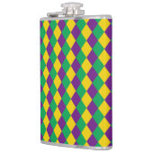 Mardi Gras Diamonds: Lebhaftes, festes Muster Flachmann (Links)