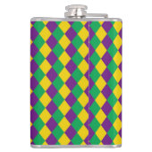 Mardi Gras Diamonds: Lebhaftes, festes Muster Flachmann (Rückseite)