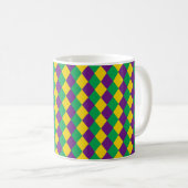 Mardi Gras Diamonds: Lebhaftes, festes Muster Kaffeetasse (VorderseiteRechts)