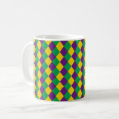 Mardi Gras Diamonds: Lebhaftes, festes Muster Kaffeetasse (Vorderseite Links)
