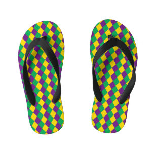 Mardi Gras Diamonds: Lebhaftes, festes Muster Kinderbadesandalen