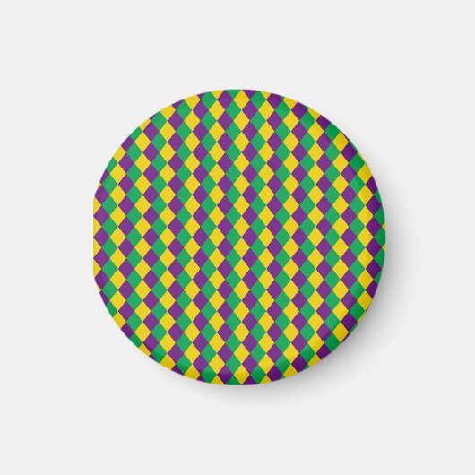Mardi Gras Diamonds: Lebhaftes, festes Muster Magnet (Vorne)