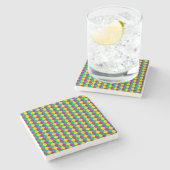 Mardi Gras Diamonds: Lebhaftes, festes Muster Steinuntersetzer (Seitenansicht)