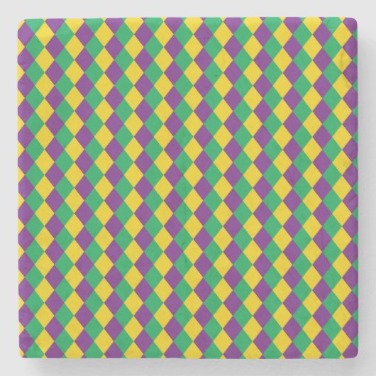 Mardi Gras Diamonds: Lebhaftes, festes Muster Steinuntersetzer (Vorderseite)