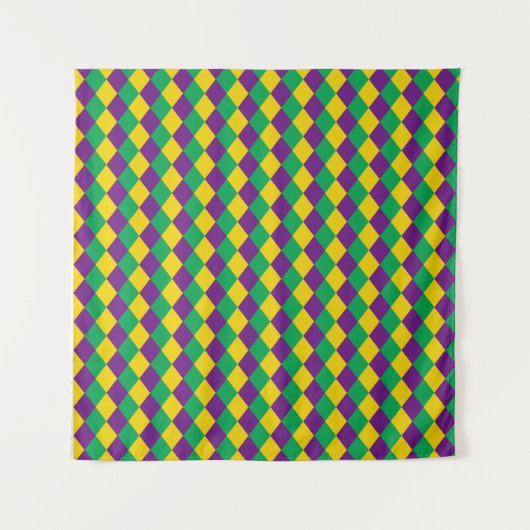 Mardi Gras Diamonds: Lebhaftes, festes Muster Wandteppich (Vorderseite)