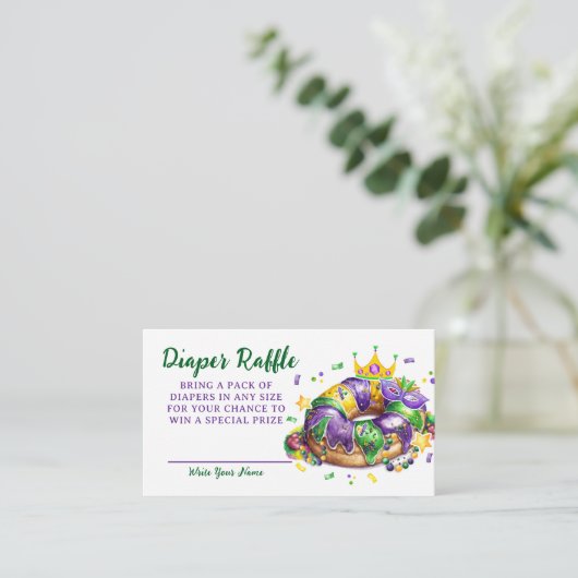 Mardi Gras Diaper Raffle Request Begleitkarte (Stehend Vorderseite)