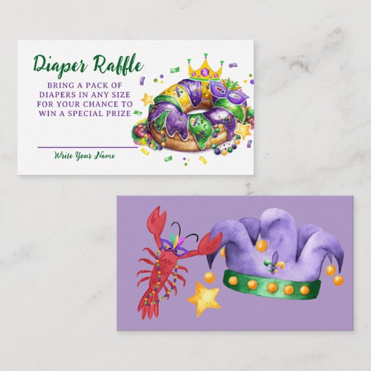 Mardi Gras Diaper Raffle Request Begleitkarte (Vorne/Hinten)