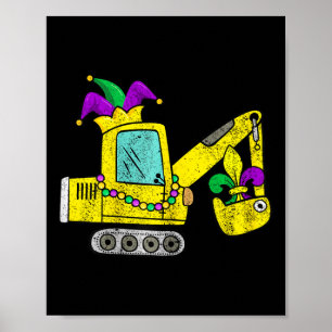 Mardi Gras Digger Crane mit Jester Hat für Kinder Poster
