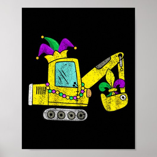 Mardi Gras Digger Crane mit Jester Hat für Kinder Poster (Vorne)