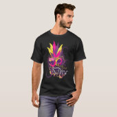 Mardi Gras Diva Feather Mask Pink Lila T-Shirt (Vorne ganz)