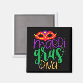 Mardi Gras Diva - Masken- und Perlen-Design  Magnet (Vorderseite/Rückseite)