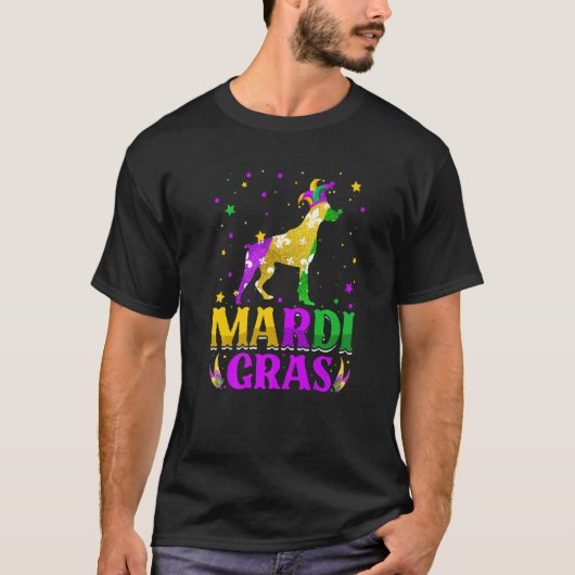 Mardi Gras Doberman Dog Carnival Jester T-Shirt (Vorderseite)