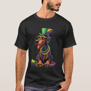 Mardi Gras Dobermann Kostüm Mardi Gras Karneval T-Shirt