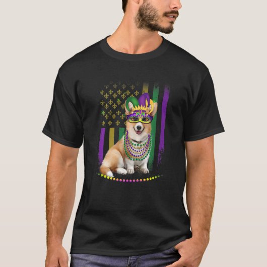 Mardi Gras Dog Carnival Corgi Dog Jester Pet Puppy T-Shirt (Vorderseite)
