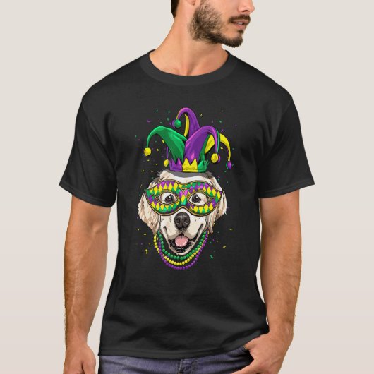 Mardi Gras Dog Carnival Golden Retriever Jester Do T-Shirt (Vorderseite)