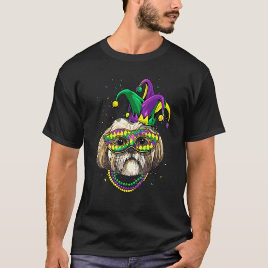 Mardi Gras Dog Carnival Shih Tzu Jester Pet Puppy  T-Shirt (Vorderseite)