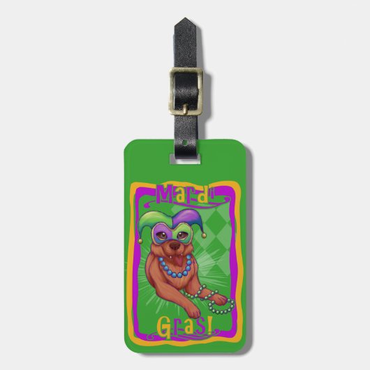 Mardi Gras Dog Gepäckanhänger (Vorderseite vertikal)