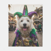 Mardi Gras Dog Jester Costume Fleecedecke (Vorderseite)