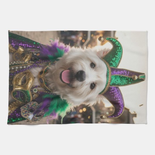Mardi Gras Dog Jester Costume Geschirrtuch (Horizontal)
