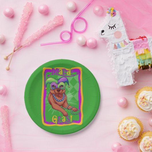 Mardi Gras Dog Pappteller (Party)