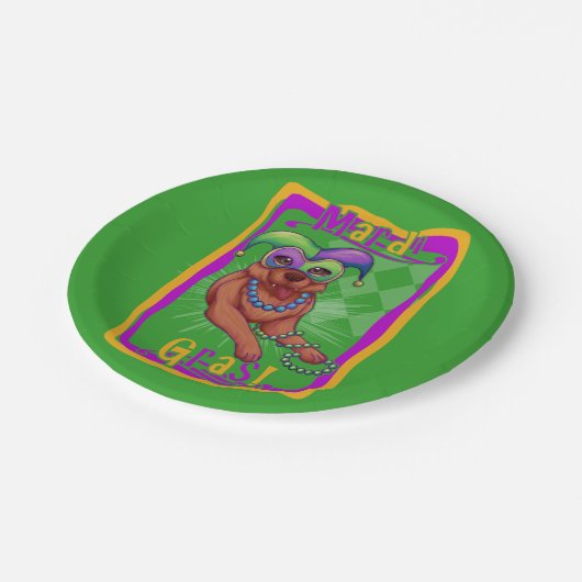 Mardi Gras Dog Pappteller (Schrägansicht)