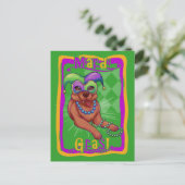 Mardi Gras Dog Postkarte (Stehend Vorderseite)