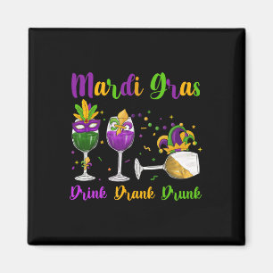 Mardi Gras Drink getrunken Betrunkene Weinglas Mas Magnet