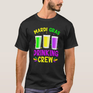 Mardi Gras Drinken Crew Maske Beads Männer Frauen T-Shirt
