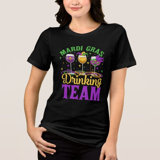 "Mardi Gras Drinking Team Fun Festival Design Tri-Blend Shirt (Vorderseite)