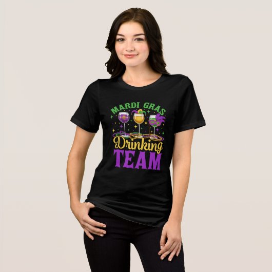 "Mardi Gras Drinking Team Fun Festival Design Tri-Blend Shirt (Vorderseite voll)