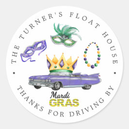 Mardi Gras | Drive-By Parade Throw Vielen Dank für Runder Aufkleber