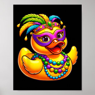 Mardi Gras Duck Wearing Mardi Gras Kostümperlen m Poster