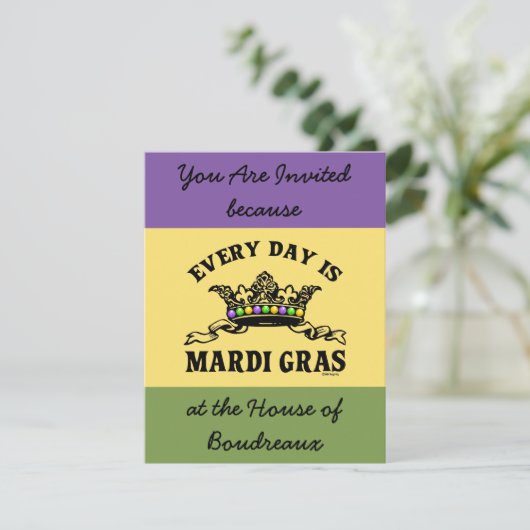 Mardi Gras Einladung (Stehend Vorderseite)