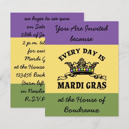 Mardi Gras Einladung (Vorne/Hinten)