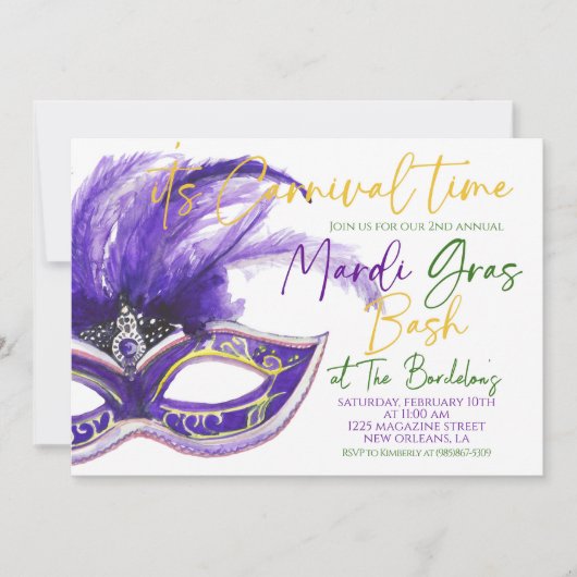 Mardi Gras Einladung (Vorderseite)