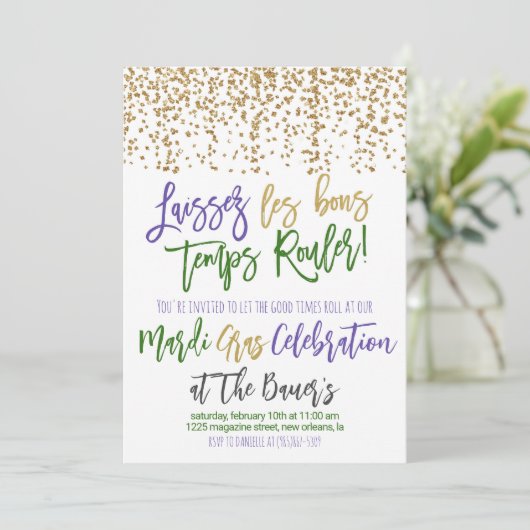 Mardi Gras Einladung (Stehend Vorderseite)