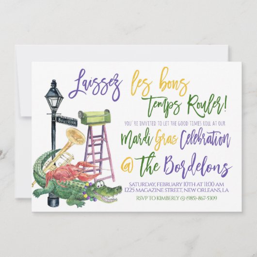 Mardi Gras Einladung (Vorderseite)