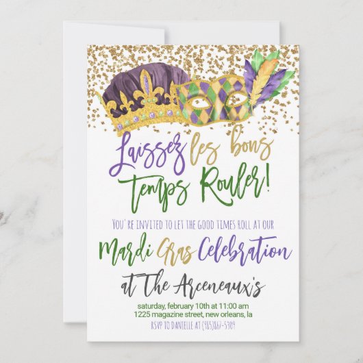 Mardi Gras Einladung (Vorderseite)