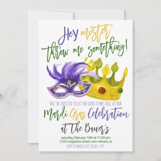 Mardi Gras Einladung (Vorderseite)